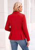 Red Women's  Peplum Suit Jacket Blazer, Tailored Fitted Long Sleeve with Built-in Shoulder Pads, Dressy Casual for Office, Business & Everyday Wear