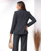 Charcoal Women's 2 Piece Double Breasted Pantsuit — Double Breasted, Wide Leg & Structured Shoulders, Professional Dressy Pantsuit Set, Office Chic, 2026 Fall Fashion