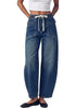 GRAPENT Women's High Waisted Barrel Jeans | Stretchy Denim, Elastic Drawstring Waist, 27.5