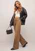 Golden Brown Women's High Waisted Wide Leg Jeans by luvamia — Stretchy 90s Baggy Straight Denim, Raw Hem, Button Front, 29.5