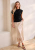 Sandshell Women's Satin Maxi Skirt — Silky Bias Cut Long Slip Skirt with Easy Pull On Elastic Waistband & Lace Trim Hem