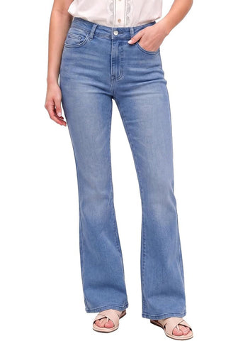 GRAPENT Women's Trendy High Rise Flare Jeans | Stretchy Denim, Wide Leg, 30.5" Inseam, 90s Retro, Business Casual & Everyday Wear