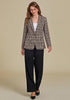 GRAPENT Women's Tweed Plaid Blazer | Notched Lapel, Fully Lined, Shoulder Pads, Single Button, 2 Pockets, Interview Office Business Casual
