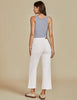 Cream White Women's Cropped Denim High Waisted Jeans Stretch Wide Leg