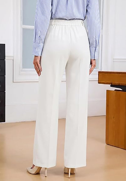 GRAPENT Women's High Waisted Wide Leg Work Pants | Elastic Back Waist, Front Pleated, Business Casual Office Outfits