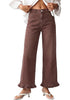GRAPENT Women's High Waisted Ruffle Hem Wide Leg Jeans | Stretch Denim, 27.5