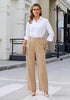 GRAPENT Women's Wide Leg Dress Pants | Pull On Closure, High Waisted, Elastic Back Waist, Front Pleated, Business Casual Office Wear