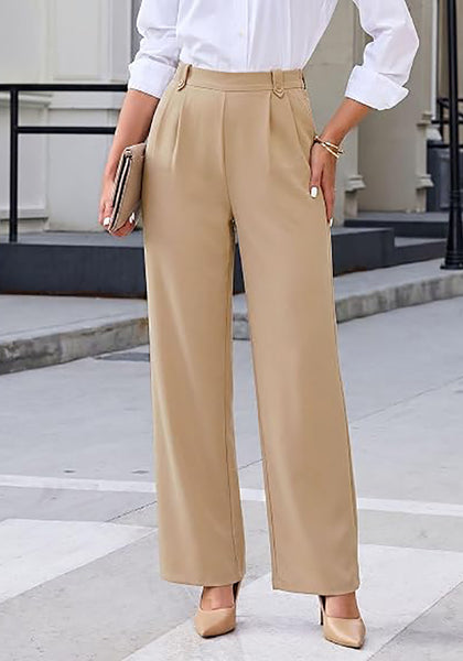 GRAPENT Women's Wide Leg Dress Pants | Pull On Closure, High Waisted, Elastic Back Waist, Front Pleated, Business Casual Office Wear