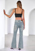 Vintage Blue Flare Jeans for Women Mid Rise Bootcut Denim Pants Distressed Stretchy Retro Y2K Washed Date Night Outfit Nashville Western Style