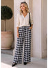 GRAPENT Women's High Waisted Wide Leg Plaid Pants | Tartan Pattern, Elastic Waist Drawstring, Pockets, Relaxed Fit, Casual Daily Fall Outfits