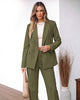 Olive Green Women's 2 Piece Double Breasted Pantsuit — Double Breasted, Wide Leg & Structured Shoulders, Professional Dressy Pantsuit Set, Office Chic, 2026 Fall Fashion
