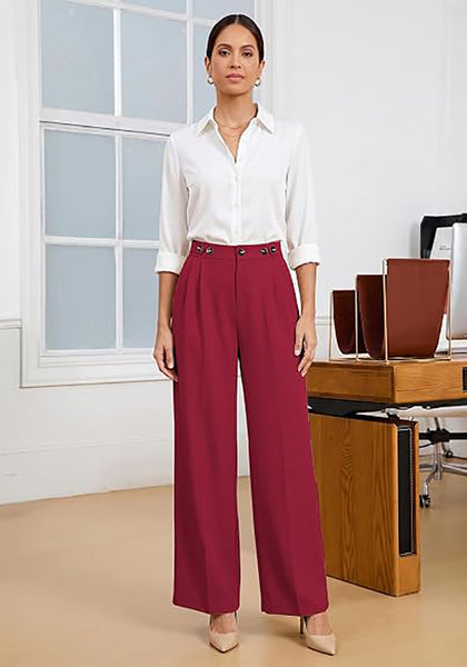 GRAPENT Women's High Waisted Wide Leg Work Pants | Elastic Back Waist, Front Pleated, Business Casual Office Outfits