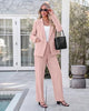 Peach Blush Women's 2 Piece Double Breasted Pantsuit — Double Breasted, Wide Leg & Structured Shoulders, Professional Dressy Pantsuit Set, Office Chic, 2026 Fall Fashion