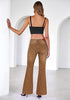 Golden Brown Flare Jeans for Women Mid Rise Bootcut Denim Pants Distressed Stretchy Retro Y2K Washed Date Night Outfit Nashville Western Style