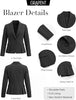 Charcoal Women's  Peplum Suit Jacket Blazer, Tailored Fitted Long Sleeve with Built-in Shoulder Pads, Dressy Casual for Office, Business & Everyday Wear