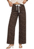 GRAPENT Women's High Waisted Wide Leg Leopard Jeans | Leopard Print Denim, Drawstring Waist, Loose Straight Leg, 28