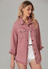 Faded Rose Button-Up Oversized Women's Denim Shacket