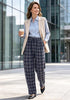GRAPENT Women's High Waisted Plaid Barrel Pants | Tapered Wide Leg, Elastic Drawstring Waist, Front Pockets, Work Office Casual Fall Outfits