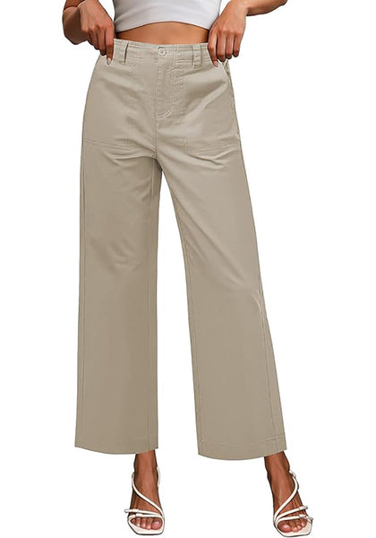 Women's Comfy High Waist Wide Leg Tailored Relaxed Fit Daily Wear Pants