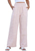 Women’s Striped Wide Leg Pants Causal Elastic High Waist Full Length Trousers with Pockets