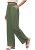 Women's Loose Wide Leg Pants with Hollow Out Side High Waisted Drawstring Elastic Casual Summer Trousers