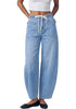 GRAPENT Women's High Waisted Barrel Jeans | Stretchy Denim, Elastic Drawstring Waist, 27.5