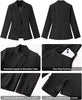 Black Women's Notched Lapel Blazer, Single Button Shoulder Pads Suit Jacket, Long Sleeve Business Casual Work Office Blazer with Pockets & Back Slit