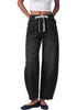 GRAPENT Women's High Waisted Barrel Jeans | Stretchy Denim, Elastic Drawstring Waist, 27.5