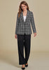 Black &White Women's Plaid Tweed Work Blazer | Long Sleeve Notched Lapel Jacket, Fully Lined, Shoulder Pads, Single Button, 2 Pockets – Office, Interview, Business Casual