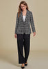 GRAPENT Women's Tweed Plaid Blazer | Notched Lapel, Fully Lined, Shoulder Pads, Single Button, 2 Pockets, Interview Office Business Casual