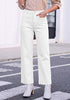 GRAPENT Women's High Waisted Scalloped Ankle Jeans | Stretchy Denim, Straight Wide Leg, 27.5
