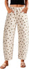 GRAPENT Women's High Rise Polka Dot Barrel Jeans | Stretch Denim, Elastic Drawstring Waist, 27
