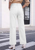 GRAPENT Women's High Waisted Scalloped Ankle Jeans | Stretchy Denim, Straight Wide Leg, 27.5