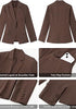Coffee Brown Women's Notched Lapel Blazer, Single Button Shoulder Pads Suit Jacket, Long Sleeve Business Casual Work Office Blazer with Pockets & Back Slit