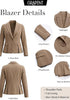 Sepia Tint Women's  Peplum Suit Jacket Blazer, Tailored Fitted Long Sleeve with Built-in Shoulder Pads, Dressy Casual for Office, Business & Everyday Wear