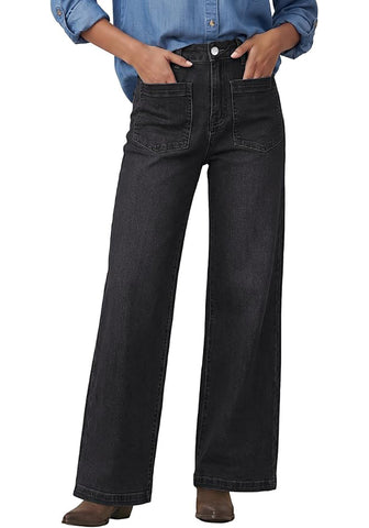 GRAPENT Women's High Waisted Wide Leg Jeans | Soft Stretch Denim, Patch Pocket, 29.5" Inseam, Full Length, Casual Work Outfits