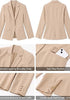 Light Khaki Women's Notched Lapel Blazer, Single Button Shoulder Pads Suit Jacket, Long Sleeve Business Casual Work Office Blazer with Pockets & Back Slit