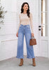 GRAPENT Women's High Waisted Ruffle Hem Wide Leg Jeans | Stretch Denim, 27.5