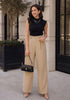 GRAPENT Women's Wide Leg Dress Pants | Pull On Closure, High Waisted, Elastic Back Waist, Front Pleated, Business Casual Office Wear