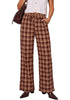 GRAPENT Women's High Waisted Wide Leg Plaid Pants | Tartan Pattern, Elastic Waist Drawstring, Pockets, Relaxed Fit, Casual Daily Fall Outfits