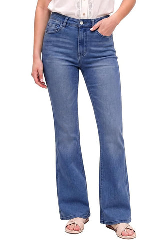 GRAPENT Women's Trendy High Rise Flare Jeans | Stretchy Denim, Wide Leg, 30.5" Inseam, 90s Retro, Business Casual & Everyday Wear