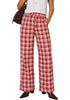 GRAPENT Women's High Waisted Wide Leg Plaid Pants | Tartan Pattern, Elastic Waist Drawstring, Pockets, Relaxed Fit, Casual Daily Fall Outfits