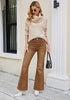 Golden Brown Flare Jeans for Women Mid Rise Bootcut Denim Pants Distressed Stretchy Retro Y2K Washed Date Night Outfit Nashville Western Style