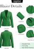 GreenGreen Women's  Peplum Suit Jacket Blazer, Tailored Fitted Long Sleeve with Built-in Shoulder Pads, Dressy Casual for Office, Business & Everyday Wear