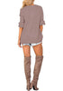 LookbookStore  Twilight Mauve Women's Knit Long Sleeve Faux Wrap Surplice V Neck Sweater Top