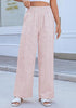 Women’s Striped Wide Leg Pants Causal Elastic High Waist Full Length Trousers with Pockets