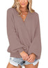 LookbookStore  Twilight Mauve Women's Knit Long Sleeve Faux Wrap Surplice V Neck Sweater Top