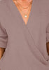 LookbookStore  Twilight Mauve Women's Knit Long Sleeve Faux Wrap Surplice V Neck Sweater Top