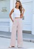 Women’s Striped Wide Leg Pants Causal Elastic High Waist Full Length Trousers with Pockets