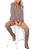 LookbookStore  Twilight Mauve Women's Knit Long Sleeve Faux Wrap Surplice V Neck Sweater Top